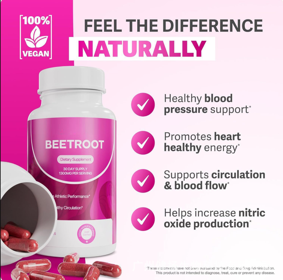 Nuvitap Organic Beet Root Capsules – 1300 mg Premium beet root powder to support healthy circulation, energy, and overall vitality. Non-GMO formula with 90 easy-to-swallow capsules for a full 30-day+ supply