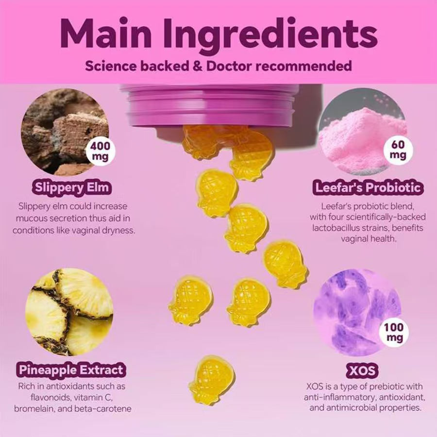Vaginal Probiotics for Women, Feminine PH Balance Gummies for Healthy Odor, Yeast Balance & Flora + Vitamin C for Immune Support -Pineapple