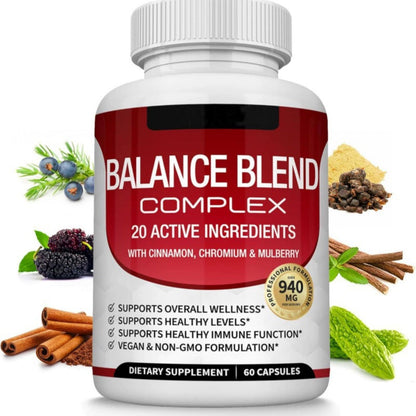 Blood Sugar Complex Supplement - Supports Healthy Blood Sugar Levels Already Within Normal Range All Natural with Cinnamon, Bitter Melon, Chromium, Mulberry, Alpha Lipoic Acid, Non-GMO, 60 Capsules
